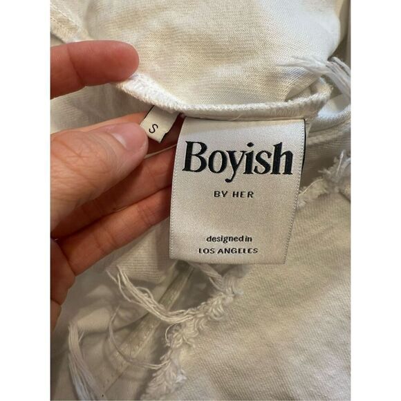 Boyish White Denim Button Front Square Neck Sleeveless Kennedy Mini Dress Small - Picture 4 of 6